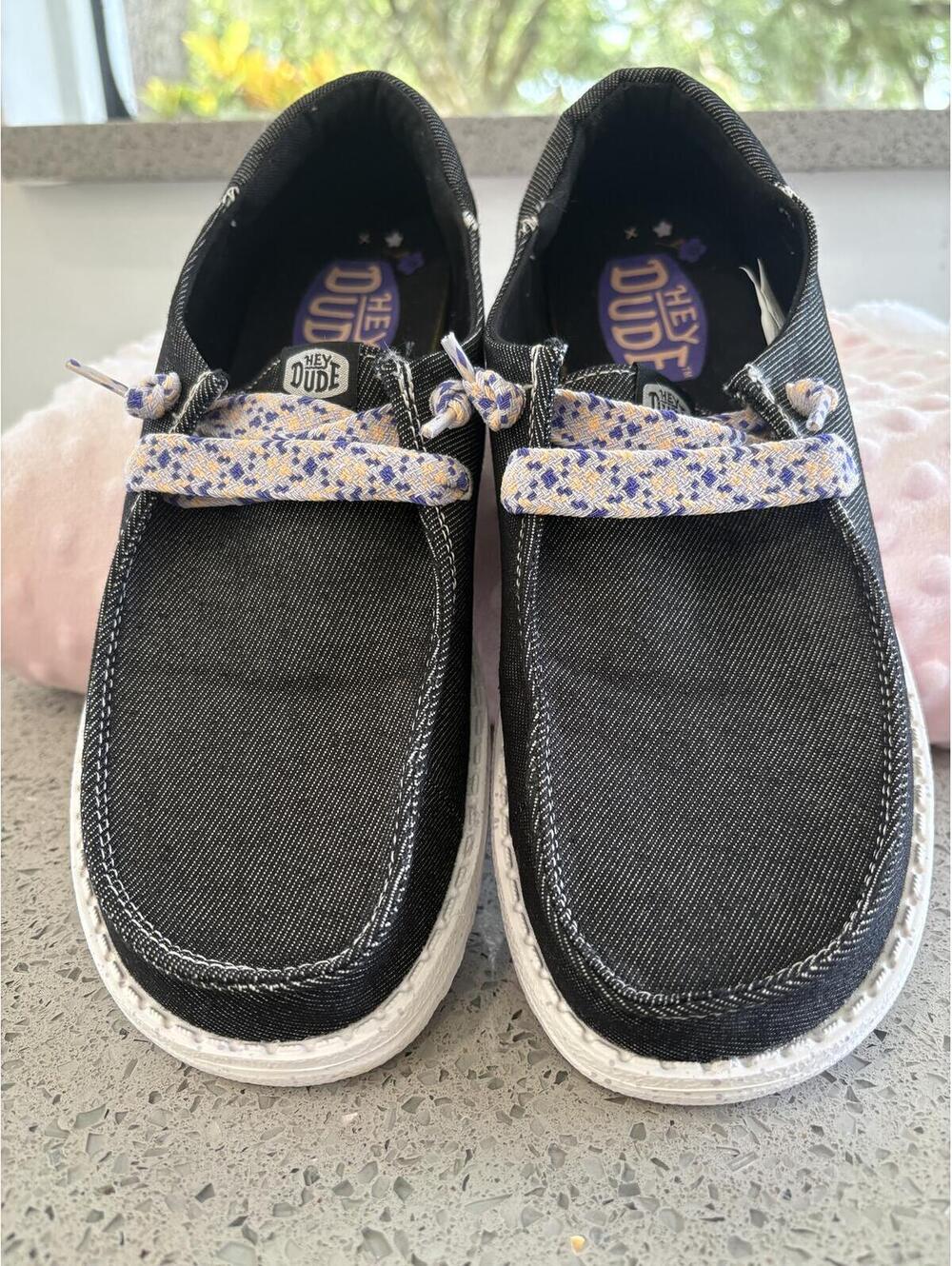 Hey Dude Wendy Funk Friendship Lace Black Slip-On Shoes Women's US W8